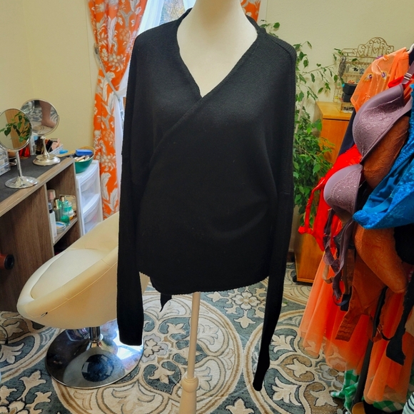 Black Wrap Around Sweater - Picture 2 of 4
